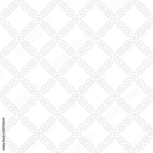 Minimalist seamless geometric pattern with light gray overlapping circles on a white background. Vector illustration