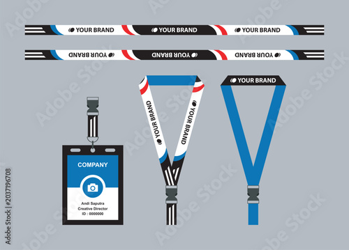 Fotografie Modern Sport Lanyard Vector Template – Athletic Corporate ID Strap Design with D