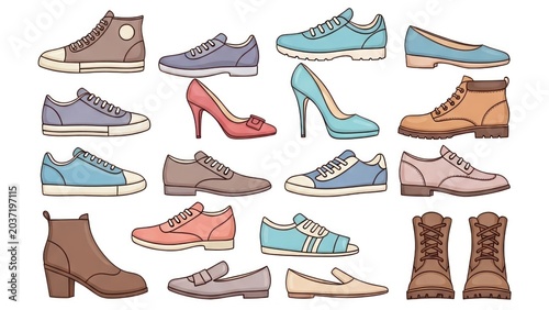 Find the perfect fit for every occasion with this stylishly illustrated footwear collection.