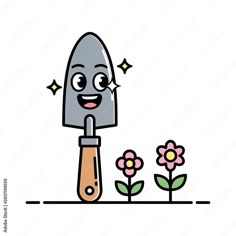 Fototapeta premium Cute cartoon gardener character holding watering can with plants.