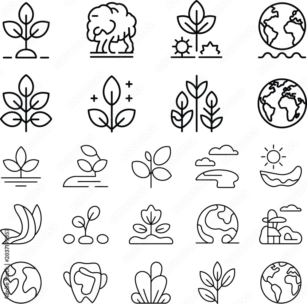 Obraz premium Collection of environmental and nature conservation icons with environment conservation protection