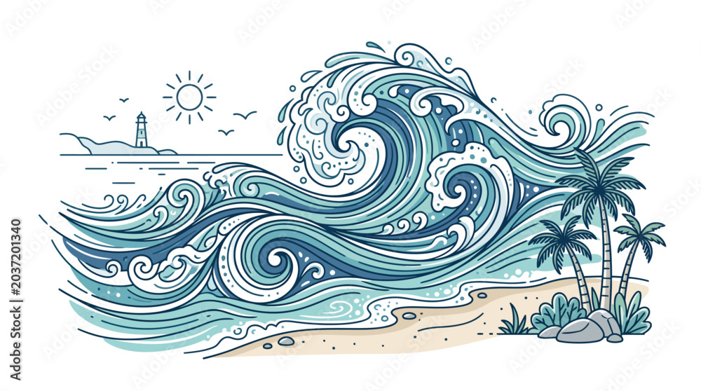 Fotografie Large ocean wave with swirls.