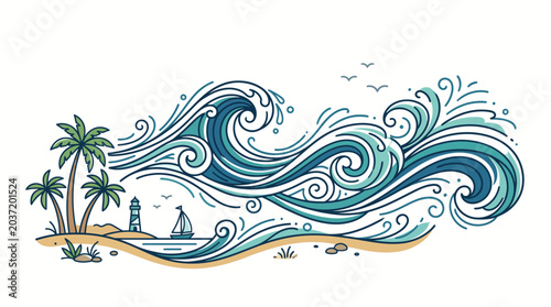 Bild auf Leinwand Woman surfing on ocean waves.
