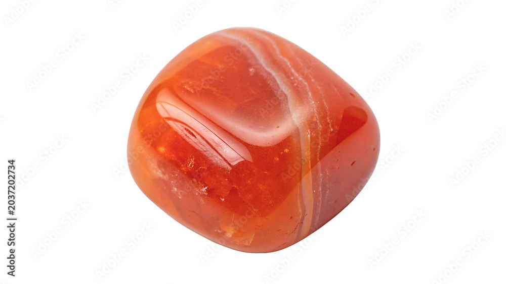 Αυτοκόλλητο Natural orange carnelian gemstone polished mineral crystal piece on transparent
