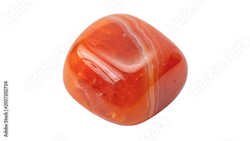 Fotografi Natural orange carnelian gemstone polished mineral crystal piece on transparent
