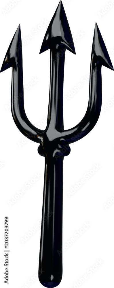Obraz premium Trident 3D cartoon plastic style vector icon, demon weapon, glossy evil element, Poseidon Neptune ancient trident spear