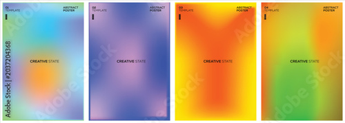Soft Gradient Abstract Poster Set with Vibrant Color Blend and Modern Blurred Backgrounds