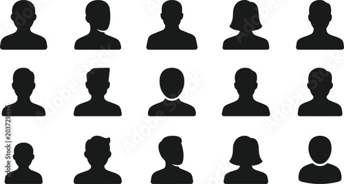 Foto User profile avatar silhouette icon set vector illustration featuring diverse ma