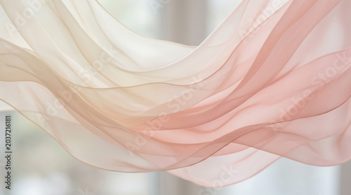 Abstract flowing fabric background with soft pastel translucent waves