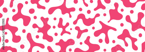 Modern Seamless Abstract Pattern with Organic Pink Shapes, Dots, and Minimal Fluid Blob Elements