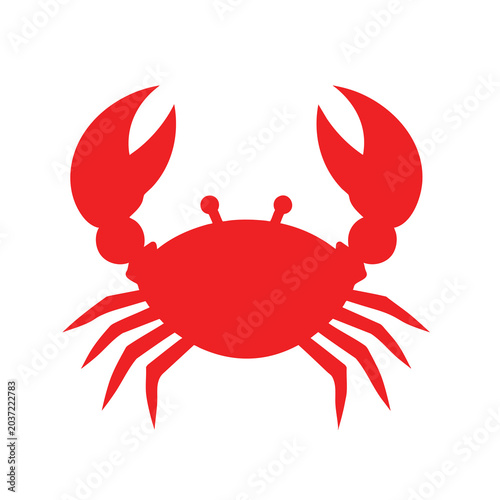 Red crab silhouette icon isolated on white background.