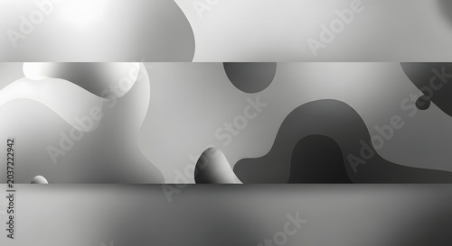 Abstract grey liquid shapes background isolated on transparent background