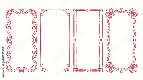 Elegant Red Ornate Decorative Frame Vector Collection for Design Projects and Invitations