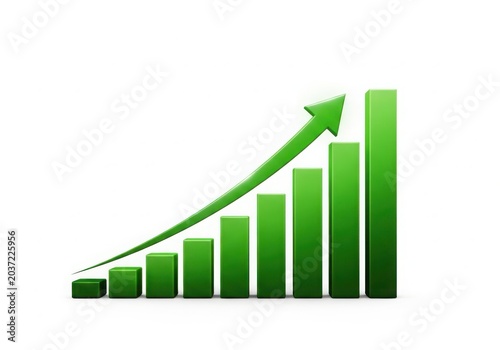 Green growth bar chart with upward arrow