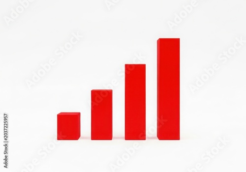 Increasing red bar chart growth illustration