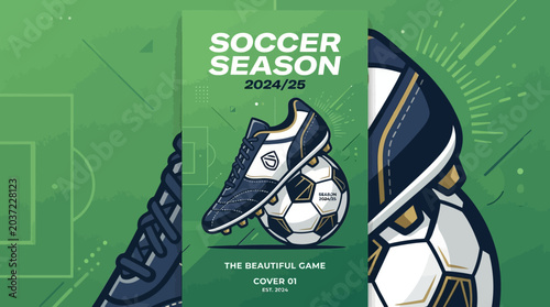 Photos Soccer cleats and ball equipment.