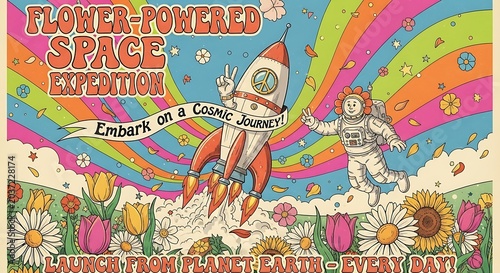Vintage Psychedelic Space Adventure Concert Poster. © Nar