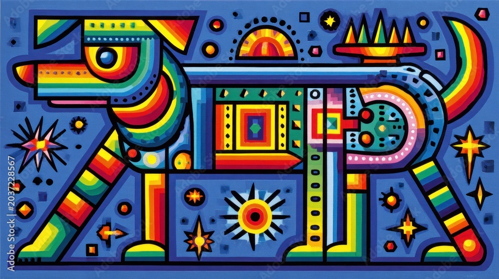 Fototapeta premium Geometric dog illustration colorful art abstract design vector graphic
