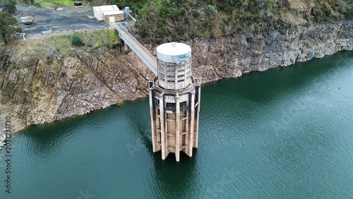 Slika na platnu Wyangala dam intake tower in a reservoir