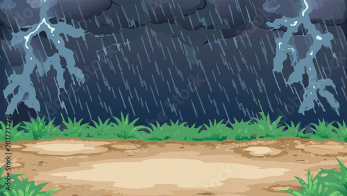 Foto Dramatic storm scene with lightning and heavy rainfall illustration