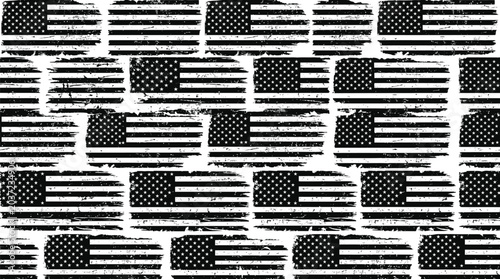 Bild auf Leinwand Abstract pattern of black and white stripes with geometric mosaic texture and optical illusion elements