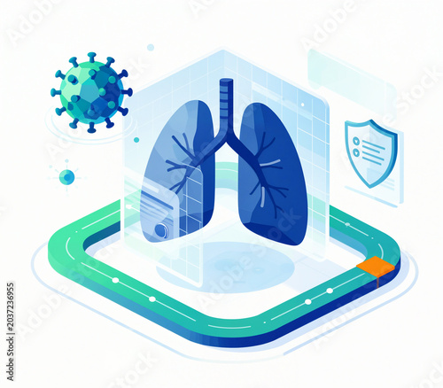 Digital Lungs and Virus Interaction Infographic Explainer