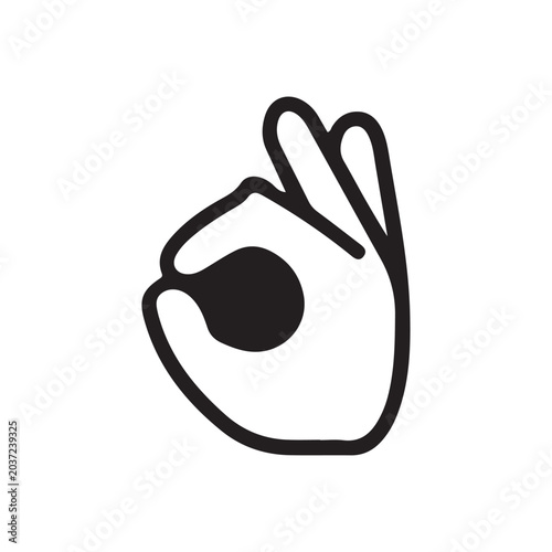 OK hand gesture sign line vector icon isolated on white