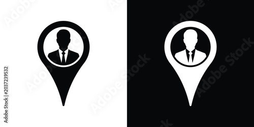 Photos Businessman avatar icon inside a map pointer location pin