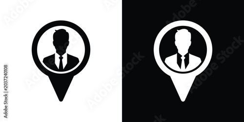 Quadro su tela Businessman avatar icon inside a map pointer location pin