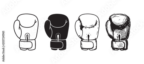 Bild auf Leinwand Boxing Gloves Illustration Set