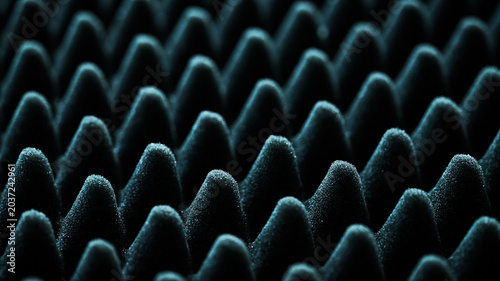 Bild auf Leinwand Close up of black acoustic foam panel background for soundproofing absorption in