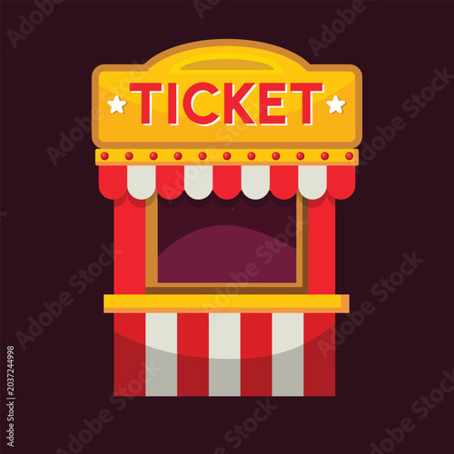 Ticket booth carnival festival counter icon illustration design vector