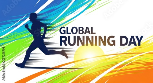 Person running silhouette for global running day celebration