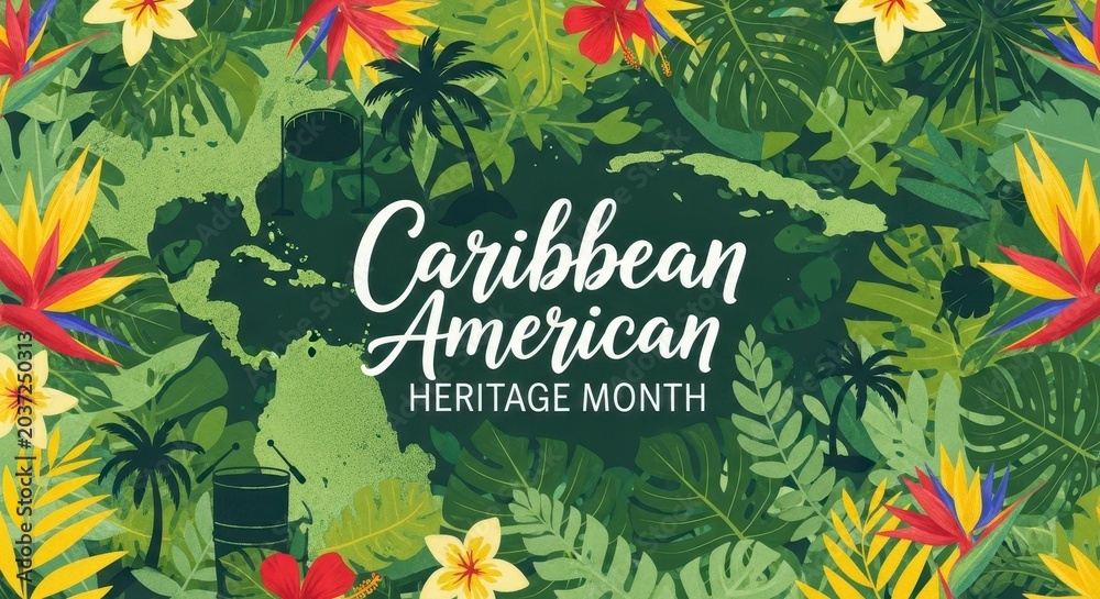 Obraz premium Caribbean american heritage month vibrant tropical poster