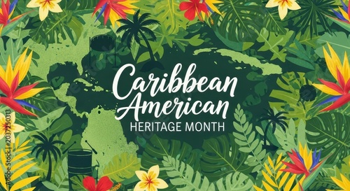 Caribbean american heritage month vibrant tropical poster