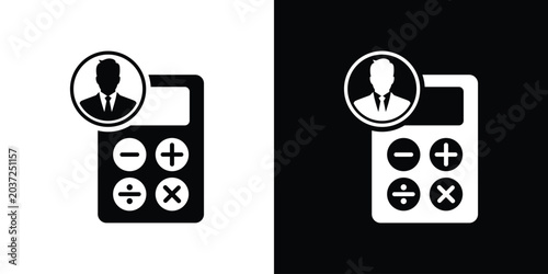 Foto Math calculator symbol paired with a businessman avatar icon