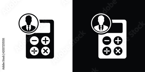 Bild auf Leinwand Math calculator symbol paired with a businessman avatar icon