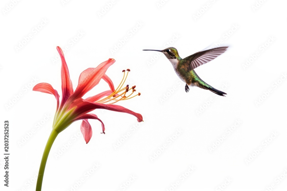 Naklejka premium Hummingbird flower animal flying.