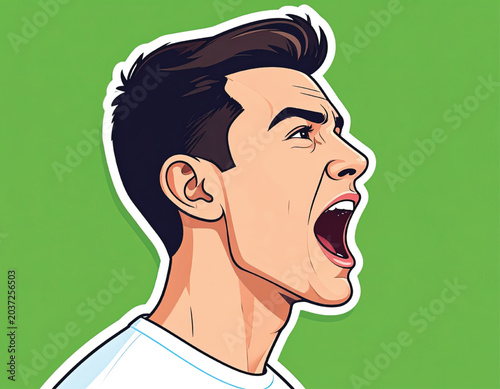 Photography Cartoon man with open mouth shouting.