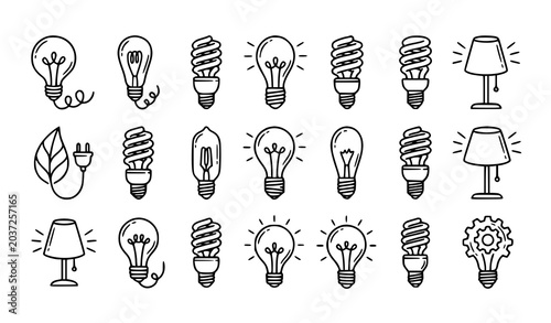 Photos Monochrome retro and LED light bulb outline vector illustration with creativity
