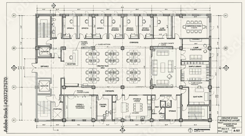 Foto Architectural floor plan of a modern office space with furniture layout