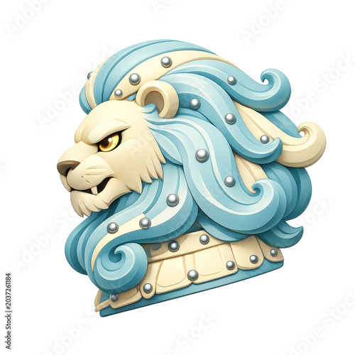 Leo Zodiac Sign Lion Head Horoscope Astrology Symbol Fire Element Constellation Concept.