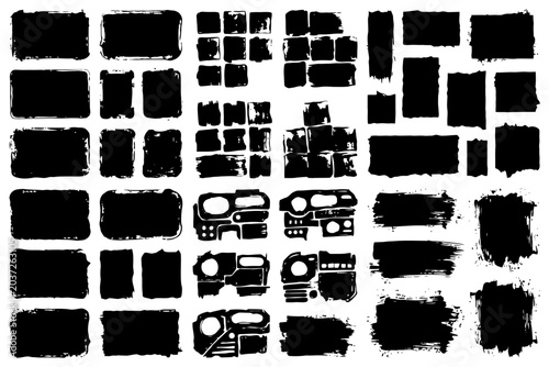 Set of various grunge brush stroke rectangles and frames.