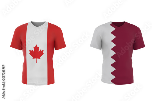 Players Country Flag Jersey Canada vs Qatar.3d illustration