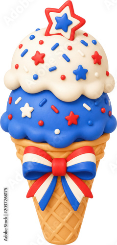 Patriotic Ice Cream Cone for 4th of July