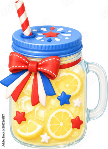 Patriotic Lemonade Mason Jar for 4th of July