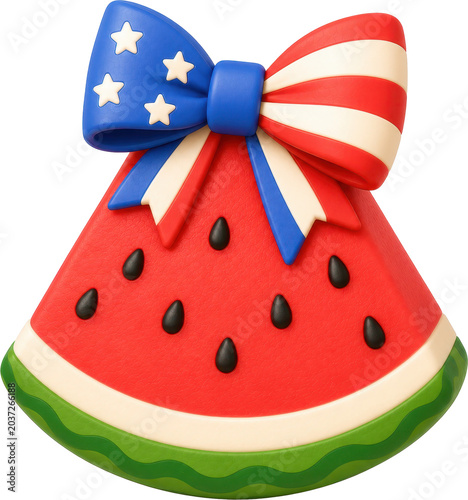 Patriotic Watermelon Slice with Holiday Bow