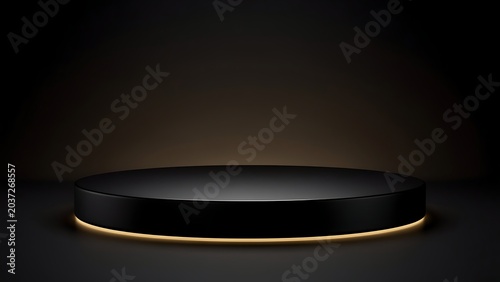Product Display on Black Background with Golden Light