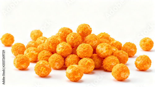 Crunchy Cheese Ball Snack Pile with Bold Orange Texture