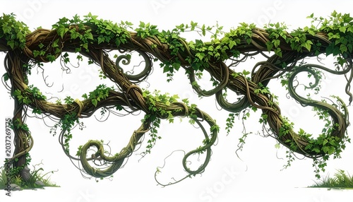 a tree branch with green leaves on a white background.